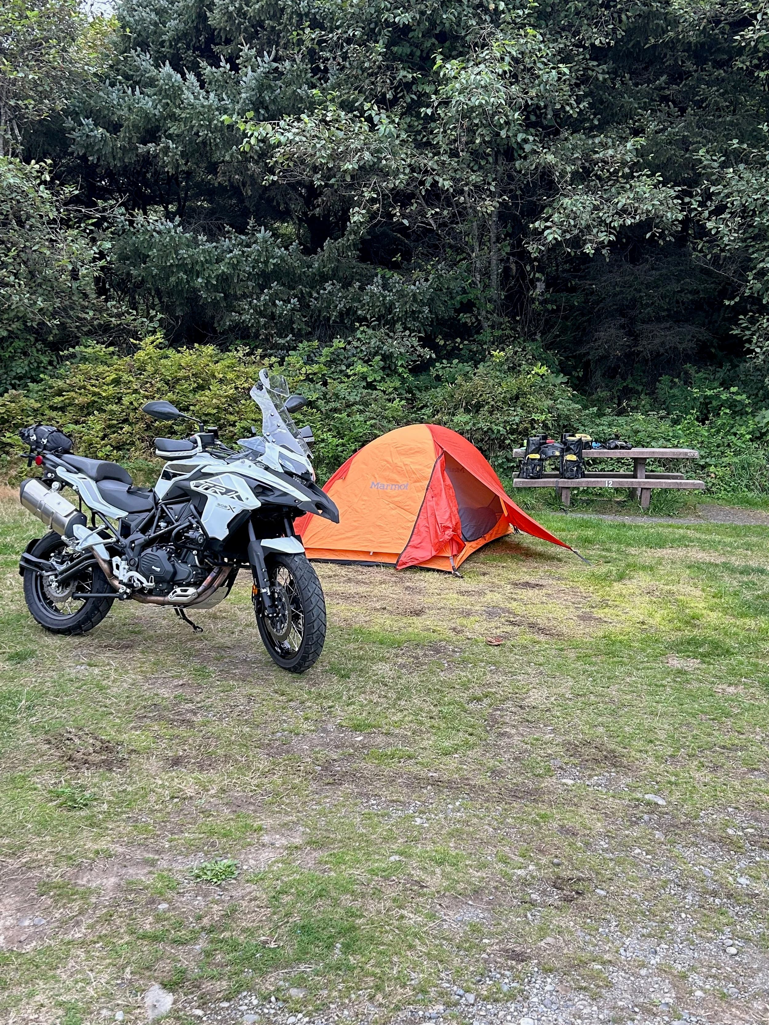 Trip Report: NW National Parks Loop
I left my job recently to take a much needed sabbatical and figure out what I’m doing next. A few weeks after my last day at work I embarked on what was to be a three week tour of NW-ish National Parks from Portland, to include Olympic, North Cascades, Glacier, Yellowstone, Grand Teton, Craters of the Moon, Lassen Volcanic, and Crater Lake.
I ended up missing Grand Tetons due to weather and I had to cut the trip short before I got to Lassen (family medical issue), so Lassen and Crater Lake remain unvisited.
Trip Dates: Sept 3 - Sept 16 (13 days)
Total Travel Miles: 3478 (does not include local miles for store runs, etc.)
Total Gallons of Gas Used: 82
Equipment: 2021 Benelli TRK502X Gaia GPS & Google Maps running on Sonim XP8 rugged Android phoneButler Motorcycle Maps (paper maps of best M/C roads in the country) iPhone 14 (main camera) Akaso Brave 7 helmet-mounted adventure camera Spot X satellite communicator and tracker Wolfman Luggage WP waterproof tank bag and saddle bags (no longer available) Watershed Colorado dry bag duffel (across the pillion seat) Kriega US-5 Drypack (tail bag) Kriega 3L hydration backpack (strapped to duffel, not worn)Marmot Ajax 2 tent Nemo hydrophobic down sleeping bag (non-mummy)Helinox ultralight cot MSR WhisperLite International stove
(Purchased in 1991 for my first moto trip: Detroit, MI to San Diego and back on an XT250)Gossamer Gear Bare Boxer bear-proof food canisters (two - one in each saddle bag)
Day 1 - Olympic National Park Date: Tuesday 9/3/2024
Destination: South Beach Campground, Olympic National Park
Travel Time: 4h 24m
Miles: 213Notes:
Planned to head west to Astoria then north from there, but left later than expected so headed up I-5 to US 12. I’ve driven/ridden that stretch of I-5 hundreds of times (starting in 1993). It’s boring and I hate it.
South Beach CG is first-come-first-served. I didn’t have issue getting a site. There is a long, tight loop of sites along the coastline, but I chose one of the sites further back near the bathrooms due to wind concerns. The bathroom building provided a sort of wind shelter for my site.
I used the heated grips on this leg; it was pretty chilly along the coast in the Olympic Peninsula. I almost didn’t install them, thinking I was being paranoid about the cold. I ended up using them a lot.
Day 2 - Ferry to Seattle / Burien Date: Wednesday 9/4/2024
Destination: Friend’s house in Burien, WA
Travel Time: 7h 30m
Miles: 199
Notes:
Slept well (thanks to Advil PM). I’ve not been sleeping well for more than a year. I’m really hoping to reset my sleep patterns with this trip. A good night’s sleep is one of my great joys and I feel like I’ve been robbed of that pleasure.
Used my Aeropress this morning for the first time ever. I’m hooked.
Headed up along US 101 through Port Angeles and then down to the Southworth ferry terminal near Port Orchard. Ferried across to Fauntleroy, which is just a few miles north my friend’s house in Burien. I’m always surprised at how long it takes to get from the Olympic Peninsula to the east side of Puget Sound (Seattle, etc.). With the ferry crossing (I love ferries) it took seven and a half hours to go 200 miles.
Discovered at my first stop of the day (just up 101 at the Kalaloch Campground, stopped to refill water) that the battery is quite weak and won’t start the bike if you leave the ignition on for even two minutes without the motor running. This would become a theme for the next few days. Fortunately, I have a jumper box and a permanent jump harness wired to the battery so jump starts are a quick operation.
Had a good evening with old friends.
Day 3 - North Cascades via Mountain Loop RoadDate: Thursday 9/5/2024
Destination: Newhalem Campground, North Cascades National Park
Travel Time: 4h 30m
Miles: 146Notes:
Slept well, on the couch. No pills needed.
I realized yesterday that my summer riding gloves (Rev’It Dune) were a size (or two) too small. Rev’It gloves fit really tight and I feel like I can never get it quite right. And yet, I love them. So, I stopped at a Cycle Gear in Bellevue to pick up something summer weight (Dirt 3) that fit better. They’re better, but maybe still one size too small. Such is life.
From Bellevue, I rode north and took the Mountain Loop Hwy then on up north to North Cascades. It was a hot ride. Still summer.
A small section of the Mountain Loop Road is dirt/gravel, which I didn’t realize. No biggie. Was just surprised (clearly I didn’t study my maps closely enough). When riding solo on a bike that weighs over 500 lbs., I tend to avoid planning much off-pavement riding. That’s what my DR-Z is for.
Day 4 - Newport, Washington via Winthrop Date: Friday 9/6/2024
Destination: Golden Spur Motor Inn, Newport, Washington
Travel Time: 8h
Miles: 308
Notes:
Slept just ok, even with Advil PM.
Pretty ride through North Cascades National Park and Colville National Forest. Didn’t do any backroads or hikes. Discovered (new to me) the town of Winthrop. Stopped for coffee at Sheri’s and resupplied on freeze-dried food at Cascades Outdoor Store.
The town of Newport is almost nothing, but, inexplicably, there’s an amazing restaurant (Brownell’s Place). Had dinner and a few ciders. Met and chatted with the owner/chef (she’s great). Listened to some live music. Then back to the motel.
Day 5 - New Battery in Kalispell Date: Saturday 9/7/2024
Destination: West Glacier KOA, West Glacier, MT
Travel Time: 8h 7m
Miles: 293
Notes:
Slept well on motel bed (on sleeping bag, not in the sheets). Another hot one.
Discovered that the water pump seal leaks oil. A quick post in the TRK Facebook group revealed that this is a common problem on this bike, and and easy fix. It’s apparently just a bad o-ring.
Battery has been getting continuously worse, and now requires I jump start the bike about every other start. Google Maps to the rescue: directions to the Batteries Plus in Kalispell, please. They don’t have an Odyssey AGM in the right size; the Duracell will have to do. (It’s been great.)
I set up camp at the West Glacier KOA, which will be my base for a few days. KOAs are their own little world. Very strange. Not really my thing, but the on-site laundry was handy.
After setting up camp I opened a cider and used the iPad to book a vehicle reservation for the next day to ride Going to the Sun Road, which I really wanted to do.
Day 6 - Going to the Sun RoadDate: Sunday 9/8/2024
Destination: Local Ride: West Glacier, Going to the Sun Road, Saint Mary, East Glacier
Travel Time: 5h 35m
Miles: 142Notes:
Quick breakfast and gas up in West Glacier before entering Going to the Sun Road.
Going to the Sun Road was stunning. This was the first point in the trip where I had tingles and was giddy at what I was seeing.
Took a very short hike along Saint Mary Lake. Again, I was beside myself with the beauty.
Lunch at the general store in Kiowa.
The rest of the ride back after East Glacier was meh, but I just kept thinking about how amazing what I’d seen in the morning had been.
Dinner at the KOA. Tacos from a cart (ok / not great, and a very weird guacamole) and a few glasses of wine from another cart. I asked about the guac and it turns out they make it in a food processor. Come on, people.
Day 7 - Ride to BozemanDate: Monday 9/9/2024
Destination: Friend’s house in Bozeman, Montana
Travel Time: ~ 8h (Gaia crashed near the end of the trip, but before getting to Bozeman)
Miles: ~ 400Notes:
Slept poorly again. No pills this time. Took some photos of my soft luggage setup to answer some questions in the TRK502X Facebook group. The saddle bags are from Wolfman Luggage, but I don’t think they make this waterproof line anymore. I use a duffel dry bag from Watershed across the top. A heat shield protects the side bag from exhaust heat.
Hazy, smoky ride most of the way. Very windy in places. This is where I first really started to feel how underpowered the TRK502 is. Really struggled in places.
Developed an engine-speed-sensitive squeak or rattle. Sounds like when a heat shield vibrates in resonance with engine vibration. Discovered that it’s a missing crash bar mounting bolt allowing the crash bar to rub against the frame.
Also noticed that there’s a resonant oscillation at speed that feels like the chain going bad (like it’s stretching unevenly).
First of several nights at a friend’s house in Bozeman (which, it turns out, is a pretty cool town). And there’s a hot tub…
Day 8 - Bike Maintenance & Hyalite ReservoirDate: Tuesday 9/10/2024
Destination: Local Ride: Hyalite Reservoir
Travel Time: not recorded
Miles: not recordedNotes:
Woke up to a smoky sunrise. I had the best night’s sleep I’ve had in years. This is was the whole point of this trip: to untangle my burnout and reclaim sleep as one of my joys. I wrote about it in my journal when I woke up. I hope this wasn’t a fluke.
Planned to replace the bolt that rattled loose from the crash bar, but instead discovered that it had actually severed off at the mount point. No fixing that on the road. Adjusted chain and moved on.
Lunch at Mountains Walking Brewery in Bozeman.
Rode up to Hyalite Reservoir. Pretty ride. Smoky still.
Soaked in hot tub after dinner.
Day 9 - North Yellowstone LoopDate: Wednesday 9/11/2024
Destination: Northern loop through Yellowstone National Park
Travel Time: 9h 36m
Miles: 272Notes:
Did a day trip from Bozeman down through the northern loop in Yellowstone, entering at Mammoth and taking the scenic route through Paradise Valley.
Saw elk, coyotes (I think), buffalo, and pronghorn.
Pretty ride, but cold in places. Used heated grips again.
Rode the loop through Mammoth Hot Springs (see video) at the end.
Coffee at Tumbleweed Bookstore & Cafe in Gardiner. I kind of dig Gardiner. Good vibe.
Had dinner at Mountains Walking Brewing. Rain and wind started. Lights flickered. Waited for rain to stop before riding back to the house.
Power out at the house due to high winds. This does not bode well for tomorrow.
Day 10 - Winter Weather in the ParksDate: Thursday 9/12/2024
Destination: Grand Teton National Park via West Yellowstone Pocatello, Idaho
Travel Time: 5h 40m
Miles: 201Notes:
Today was supposed to be a gorgeous ride through Yellowstone into Grand Teton National Park, and camping at Signal Mountain CG in the park. The weather had other ideas. It was pouring rain (and cold) all the way to West Yellowstone from Bozeman. By the time I got to West Yellowstone I was getting severe winter weather warnings on my phone calling for up to 3 (three!!) inches of snow accumulating in the high passes in the park. It’s bad enough in a car, but that’s a disaster waiting to happen on a motorcycle.
I parked my butt at Mountain Mama’s Cafe in West Yellowstone to warm up / dry off and decide what to do. I almost had myself convinced to push through when I realized that, even if I made it to the campground ok, I’d be setting up camp in the rain and I’d likely be miserable all night. Grand Teton would have to wait.
From West Yellowstone it’s easy to bail west into Idaho and get away from the park weather and elevations. So that’s what I did. It was not a pleasant ride, though. I was in torrential downpours all the way to Idaho Falls.
Arriving in Idaho Falls, I was exhausted and sure I could just find a room for the night. I dropped the bike at a roundabout (short-legged it coming to a stop; I knew it was going so I just rolled away). Guy behind me helped me pick it up. Then, there were no rooms because it was move in week for the two universities there (U of I, ISU). This would become a recurring theme.
I rode further to Blackfoot. Still no rooms.
I called ahead to Pocatello and got a room at a Red Lion there. I was never so happy to be off the bike.
No pictures this day. I couldn’t even get the action camera to turn on.
Day 11 - Craters of the Moon and EBR-1Date: Friday 9/13/2024
Destination: Craters of the Moon National Monument
Travel Time: 4h 20m
Miles: 124
Notes:
I wasn’t sure what my destination would be today but my plan was to do a little nuclear tourism, see Craters of the Moon, and then go somewhere from there. My schedule and day-plan was thrown off by missing Grand Teton National Park and spending a night in Pocatello, which was not on the itinerary at all.
Stopped in Atomic City. Not sure why; I was under the impression that Atomic City was the first city lit by nuclear engergy, but it was practically a ghost town. There are a few houses there, but as far as I could tell all of the business were shuttered. Except, maybe, for the race track; that looked like it might still get used.
Arco, it turns out, is the city celebrated as the first in the world to be lit by nuclear energy. Nothing special about the town, but they do a nice job of making City Hall photo-worthy.
Between Atomic City and Arco is EBR-1 (Experimental Breeder Reactor I) which was the world’s first breeder reactor. The EBR-1 exhibit was closed for the season, but in the lot next to it were some really interesting experimental nuclear heat-transfer jet engines that never made it out of the experimental phase (probably a good thing).
Craters of the Moon is pretty small. If you don’t do any of the walks, it’s literally just a 30 minute road loop. Still, it was an unexpected surprise and delight. I had no idea what to expect but I was positively chuffed at the experience. I noticed that the campground had open sites so I inquired at the entry booth. As luck would have it, the whole campground is first come / first serve. I decided to set up for the night. It’s good to be done early and have some time to read and not stress about making distance.
Day 12 - New Chain in Twin FallsDate: Saturday 9/14/2024
Destination: Battle Mountain, Nevada
Travel Time: 8h 52m
Miles: 335
Notes:
Beautiful morning in Craters of the Moon. While I was breaking camp a parade of classic cars came into the park to drive the loop. I got a picture of one Pontiac down the road in Carey at a gas station.
Carey ended up being an unplanned fork in the road for me. I discovered this morning that my chain was indeed stretching unevenly, and the oscillation I was feeling and hearing was the chain hum changing from a “loose” hum to a “tight” hum rapidly as the tight spot moved around the sprockets. I was supposed to continue west to Mountain Home and then south from there into Nevada. A very scenic route, according to my Butler map. But, between camp and the gas station I got pretty paranoid about the chain snapping at high speed, which, worst case, could lead to a fatal crash.
So I called ahead to a few motorcycle dealers in Mountain Home (on my planned route) to see if they could take me in and replace the chain. No dice. This is the downside of having an obscure motorcycle from an obscure marque - no one wants to work on it. Making matters worse this is an Italian-designed bike built in China, a fact which causes many people to lose the ability to think clearly. “It’s Chinese junk!” Not so. Next.
With Mountain Home out, I tried Twin Falls. My first call was to Adventure Motorsports, and the service manager there took me in with no hesitation. “How soon can you be here?” I didn’t get his name, but my hat’s off to him and his one tech working furiously on a Saturday to beat the 3pm closing time. He said during high season, they get about 15-20 out of town travelers per week who need something done, and they take them all in. I love to hear stuff like this. This shop is in it for the community. They have a nice showroom, too.
With a quality new chain installed, I got a burrito and a MexiCoke at a Mexican place and went on my way. I made it to Battle Mountain, NV, where I decide to get a room. Tomorrow I rejoin my planned scenic route. Day 13 - Desert Mountains in NV, CADate: Sunday 9/15/2024
Destination: Grizzly Campground, Lake Davis (near Portola, CA)
Travel Time: 7h
Miles: 307
Notes:
I love the northern Nevada landscape, and today’s ride didn’t disappoint. US Highway 50 is apparently known as “The Loneliest Highway” but everyone knows about it, so it’s not very lonely. However, after leaving Austin, NV headed west you can take Nevada Highway 722, which dips to the south and follows the old US 50 route. It was completely empty and the twisties through the passes were fun. Highly recommended.
Stopped in Fallon for gas and to find a Micro SD card for the action camera. Walmart to the rescue.
After Reno, I crossed into California and, I swear, it looks different. Norther California desert mountains are so beautiful.
Camped at a nearly empty campground on Lake Davis (very end of the season). The host warned me rain was coming tomorrow.
Day 14 - Unplanned Return HomeDate: Monday 9/16/2024
Destination: Summit Lake Campground, Lassen Volcanic National Park Portland, Oregon (Home)
Travel Time: 10h 32m
Miles: 538Notes:
Last week, my mom went into the hospital for a fairly routine procedure. My brother went to Michigan to help out, as needed, and he went back home to Arizona after she returned home and everything seemed settled.
This morning, while having coffee, I got a call that she’d gone back into the hospital with something that may or may not have been related to the procedure. It seemed like maybe things were ok, but maybe not.
I decided the best thing to do was head home so that I was near an airport if I needed to fly out to Michigan to help out.
I packed up camp and headed up US 395 toward home, via Klamath Falls. It was a pretty ride, but, once again, I found myself in rain most of the way to Klamath Falls.
I was pretty beat by the time I got to Klamath Falls and figured I’d just find a hotel room, get a hot shower, and finish the ride tomorrow.
But, once again, it was move-in week for the local university. Holiday Inn Express had a single room for $395. No thanks. Onward.
I never hit rain again after Klamath Falls, and after turning west onto Oregon Hwy 58 and starting to lose elevation into the Willamette Valley, the temperature starting rising, which was welcome.
Once I reached Eugene, there was no point in not just going all the way home, so that’s what I did.
I got two pictures: one at camp before the call, and one at my last gas stop, an hour and twenty minutes from home, with the moon rising.
A nice side effect of my early return home is that I was home for my birthday (tomorrow), so I had dinner with my kids and my wife, which was lovely.
I did end up flying to Michigan the next day, and was there for a bit. The best part? I got to make some meals for my mom and step dad. Everything seems ok with my mom for now.
Grand Teton, Lassen, and Crater Lake will be there, and now I have an excuse for another trip in the future.