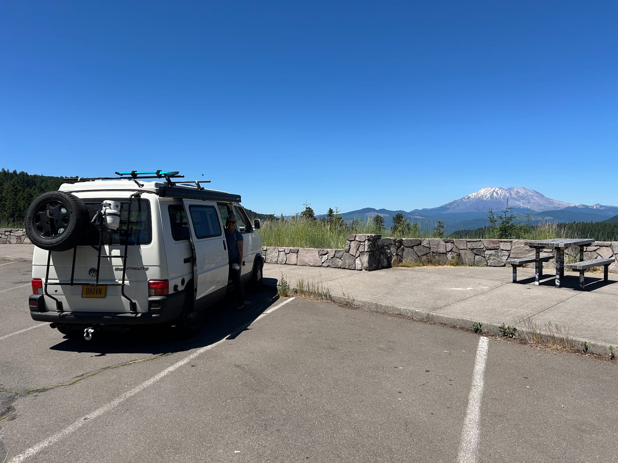 At the St. Helens viewpoint (McClellan Observation Site) on Curly Creek Rd. Gifford Pinchot National Forest.